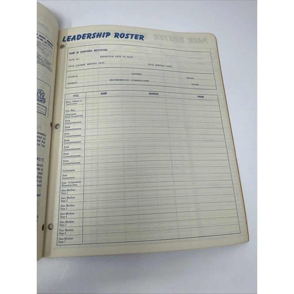 2 Vgt 1961 Pack Record Book Boy Scouts of America Unused NOS Financial